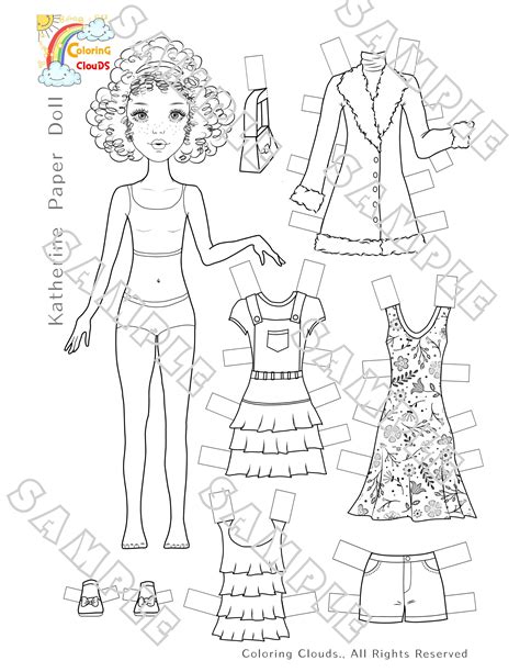 Katherine Paper Doll 2 Instant Download Pages Coloring Etsy