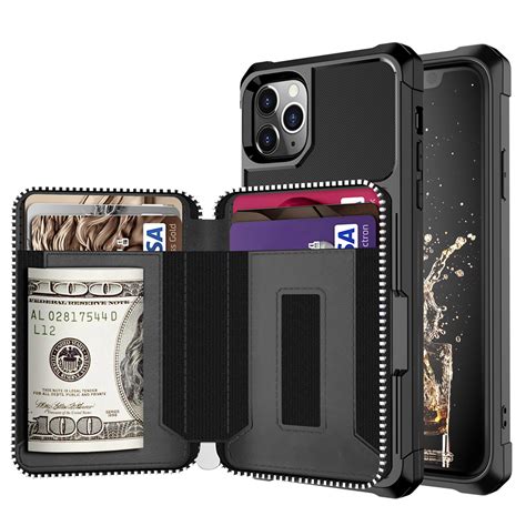 Dteck Wallet Case For Iphone 11 Pro Max Zipper Wallet Case With Credit