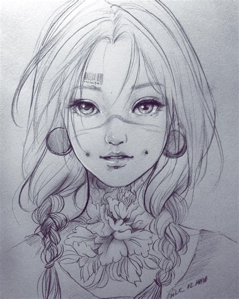 Beautiful Anime Girl Face Sketch