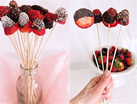 Chocolate And Sprinkles Dipped Fruit On A Stick On