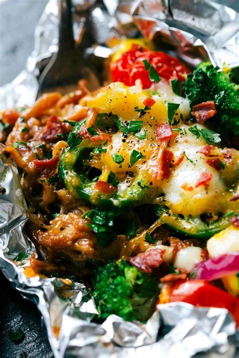 Pork loin is very lean so to prevent it from drying out brush it with a mixture of olive oil and dried italian herbs or wrap it in bacon. Tin Foil Cheesy BBQ Pulled Pork and Veggies - Chelsea's ...