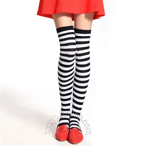 Hot New Sexy Women Girl Striped Cotton Thigh High Stocking Over The