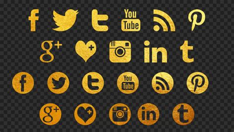 HD Golden Facebook Instagram Twitch Youtube Square Icons PNG Citypng