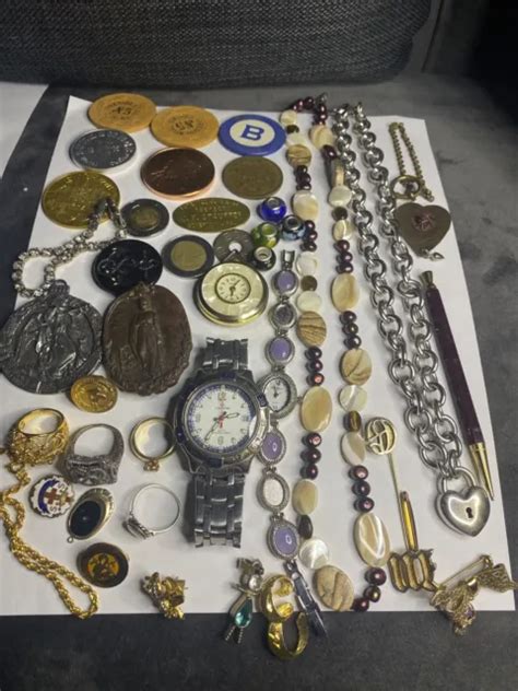 Vintage Antique Estate Junk Drawer Lot Watches Pins Coins Jewelry Collection 2652 Picclick