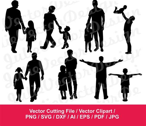 Father Svg Silhouette Cutting Files Father And Baby Clipart Etsy