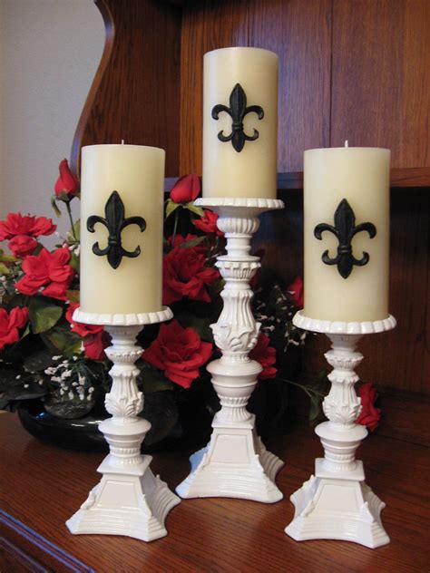 Set Of 3 Tall Glossy White Pillar Candle Holders Salvaged