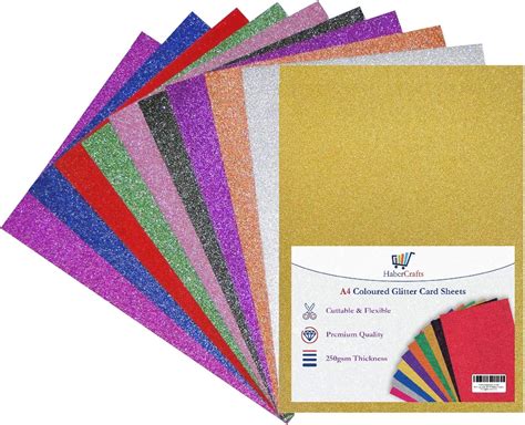 Assorted Colour Glitter Sparkle Card A4 No Mess Glittery Craft Card