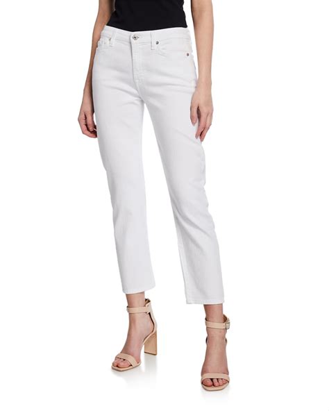 7 For All Mankind Kimmie Straight Leg Cropped Jeans Clean White