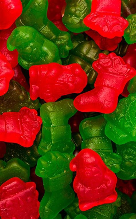 Red And Green Gummy Bears Are On Display