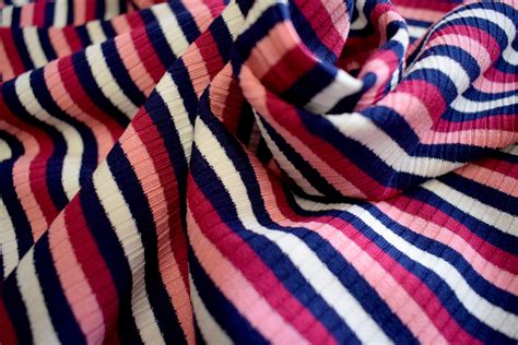 Stripe Stretch Jersey Knit Fabric By The Metre Pink Stripe Etsy