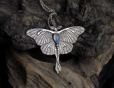 Luna Moth Necklace Sterling Silver Butterfly Necklace Etsy