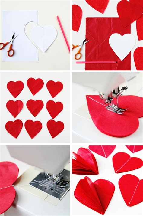 Diy 3d Valentines Day Tissue Paper Heart Decorations — Gathering Beauty