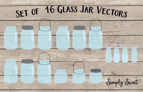 Mason Jar Vectors Mason Jar Clip Art Glass Jar Vectors Glass Jar