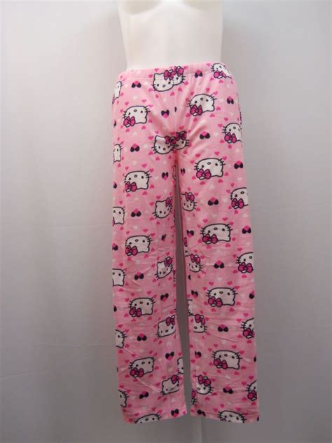 hello kitty woman s pajama bottoms size 8 10 micro fleece sleepwear pink print hello kitty