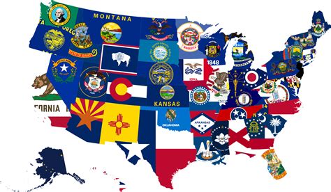 United States America Map State Flags Rendering Isola