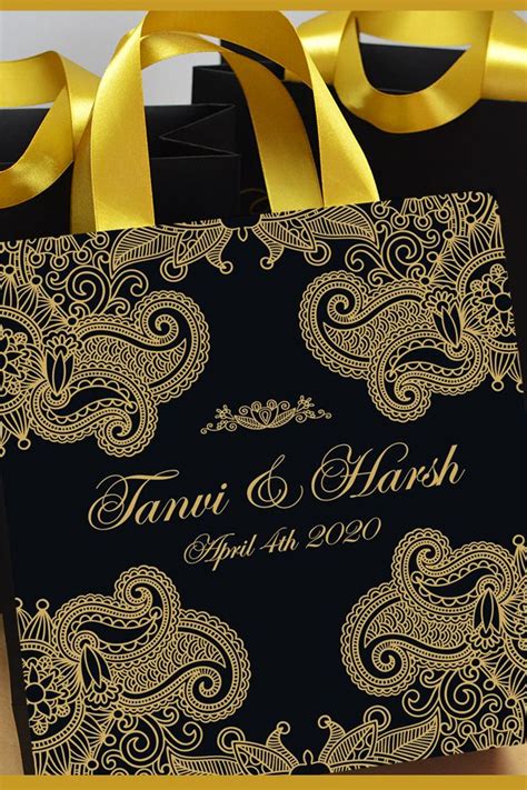 25 Elegant Black And Gold Wedding Welcome Bags Personalized Etsy