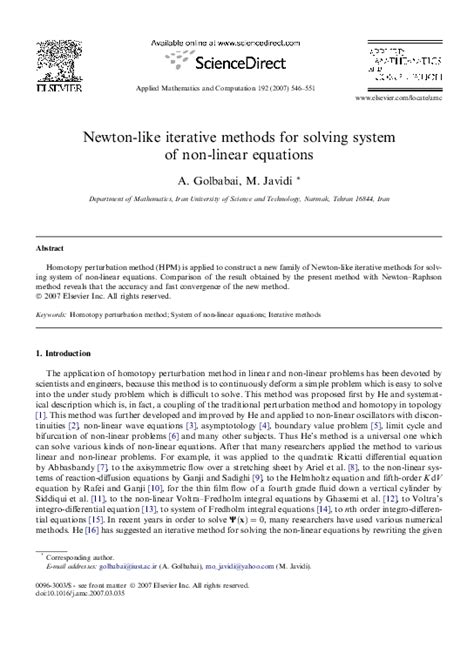(PDF) Newton-like iterative methods for solving system of ...