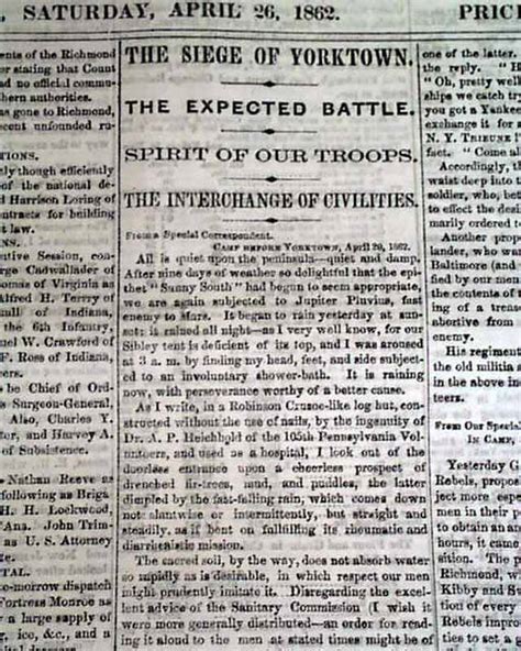 1862 Civil War Newspaper