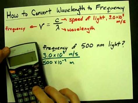 The wavelength calculator can assist you in determining the relationship between frequency and wavelength. How to Convert Wavelength to Frequency - YouTube