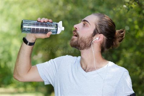 Thirsty Athlete Drinking Water After Workout Stock Image Image Of