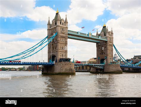 Tower Bridge On River Thames London England Iconic Turreted Bridge
