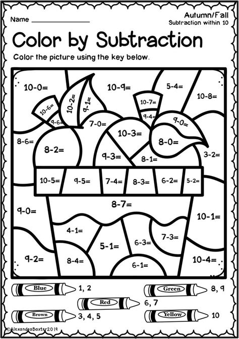 resource   selection  color  code color  number subtraction worksh math