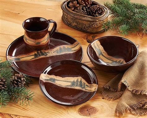 Browse the range of dinnerware sets here. 8081508901: Mountain Scene Dinnerware Set | Rustic ...