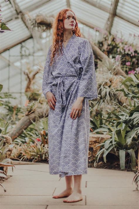 Kimono Robe Yukata Light Organic Cotton Dressing Gown Etsy
