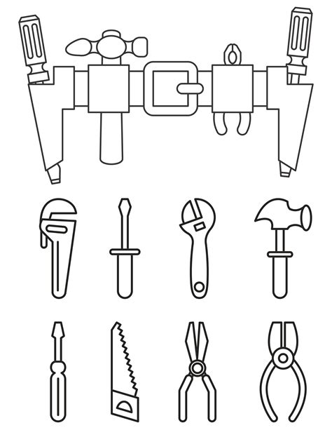 Best Images Of Tool Box Printable Template Tool Belt Coloring Page