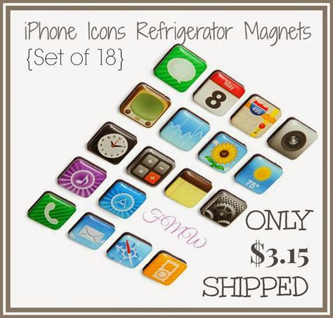 Frugal Mom And Wife Iphone Icons Refrigerator Magnets Set Of 18 Only