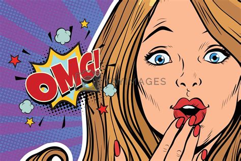 Omg Surprised Pop Art Woman Face By Studiostoks Vectors And Illustrations