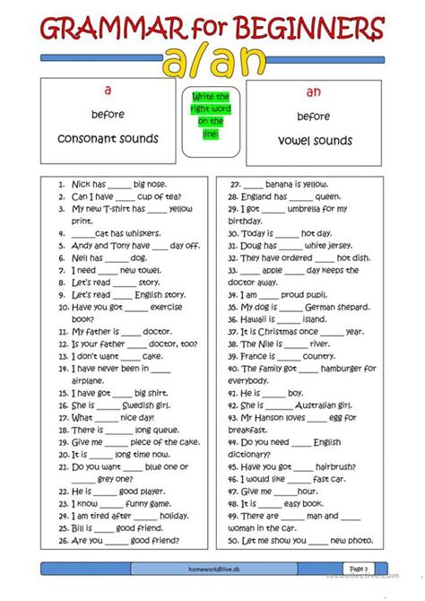 Esl Grammar Worksheet For Beginners
