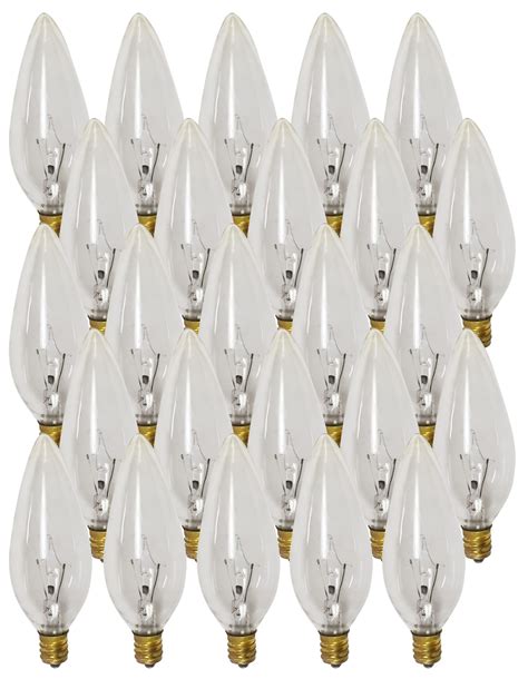 Pack Of 25 Incandescent Candelabra Torpedo E12 Clear Light Bulbs