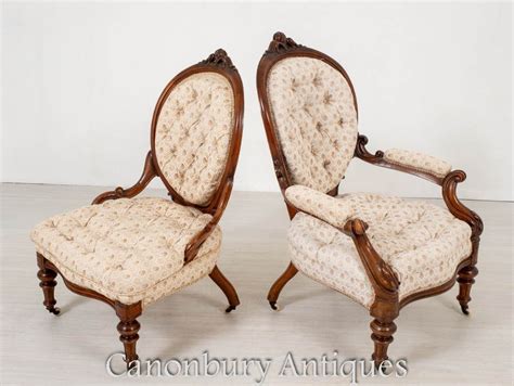 Pair Victorian His And Hers Chairs Antique Arm Chair 1870
