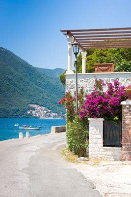 Main coastal street of Perast town. Bay of Kotor, Montenegro Copyright