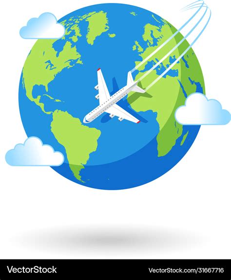 Plane Flying Over Earth Royalty Free Vector Image