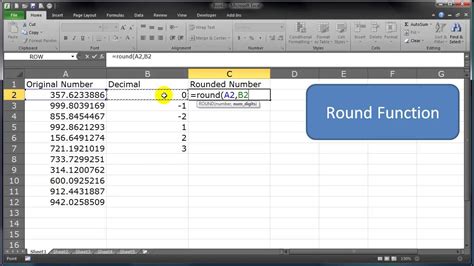 Row number 4 round off to nearest integer. Using the Round Function in Excel - YouTube