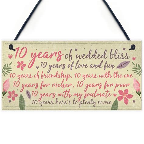 You can make every wedding anniversary of your's memorable by gifting. 10th Wedding Anniversary Card Gift For Husband Wife Ten Year
