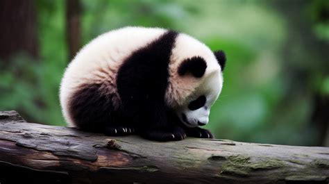 Panda Sleeping On Top Of A Branch Background Baby Panda Panda Nature