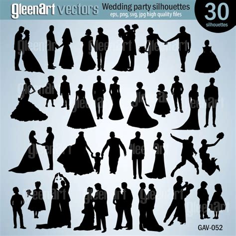 30 Wedding Party Silhouette Clipartwedding Silhouette Clip Art Brideepspngsvgpersonal