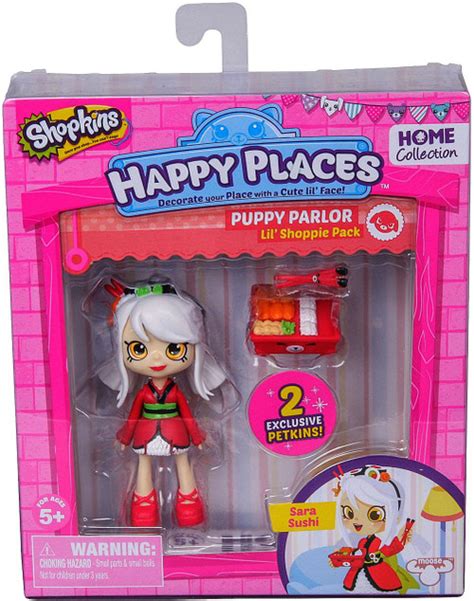 Shopkins Happy Places Series 1 Sara Sushi Lil Shoppie Pack 74 75 Puppy