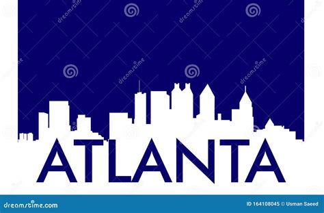 Atlanta City Skyline And Landmarks Silhouette Black And White Design