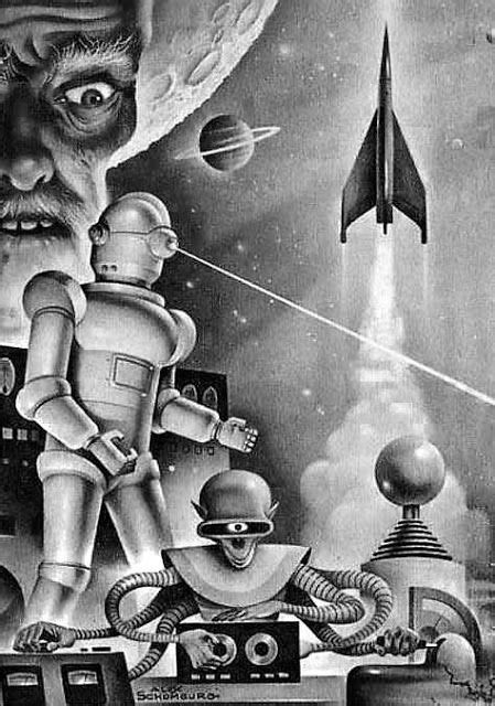 Illustration By Alex Schomburg Vintage Robots Retro Robot Space