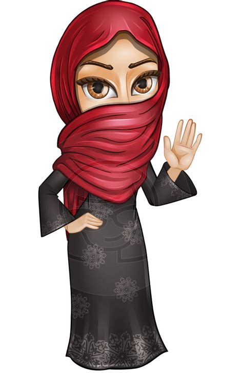 Muslim Girl With Hijab Scarf Cartoon Vector Character Graphicmama