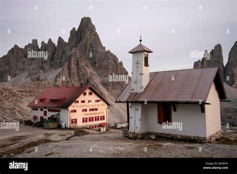 The Alpine Hut Locatelli Rifugio Locatelli And Chapel In The The Sexten