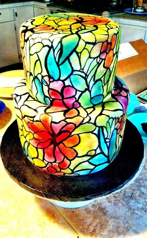 Pin By Pat Korn On Stained Glass Cakes Hand Painted Cakes Cool Cake