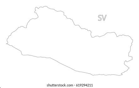 El Salvador Outline Silhouette Map Illustration Stock Vector Royalty