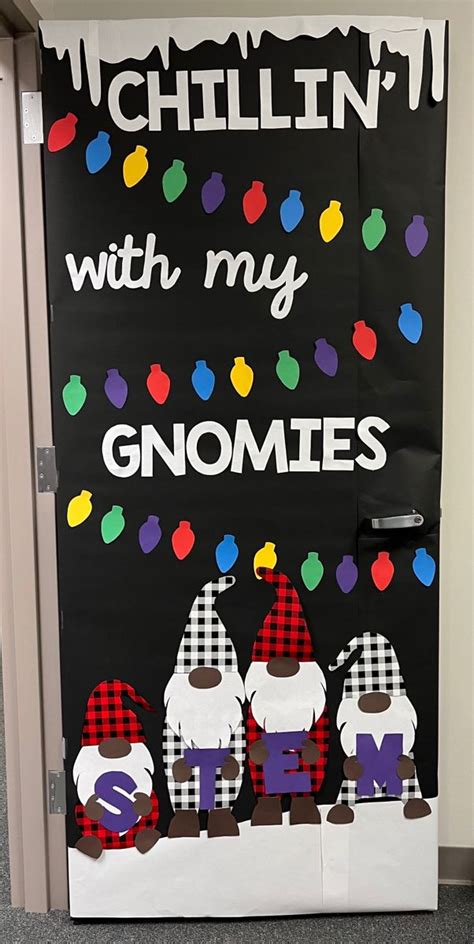 A Door Decorated With Gnomes And The Words Chillinwith My Gnomies