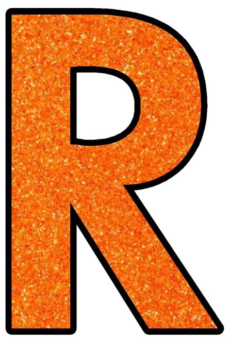 The Letter R Is Made Up Of Orange Glitter