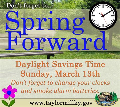 Daylight Savings Time Sunday March 13th City Of Taylor Mill